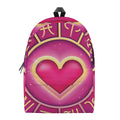 Pink Heart Zodiac Wheel Print School Backpack