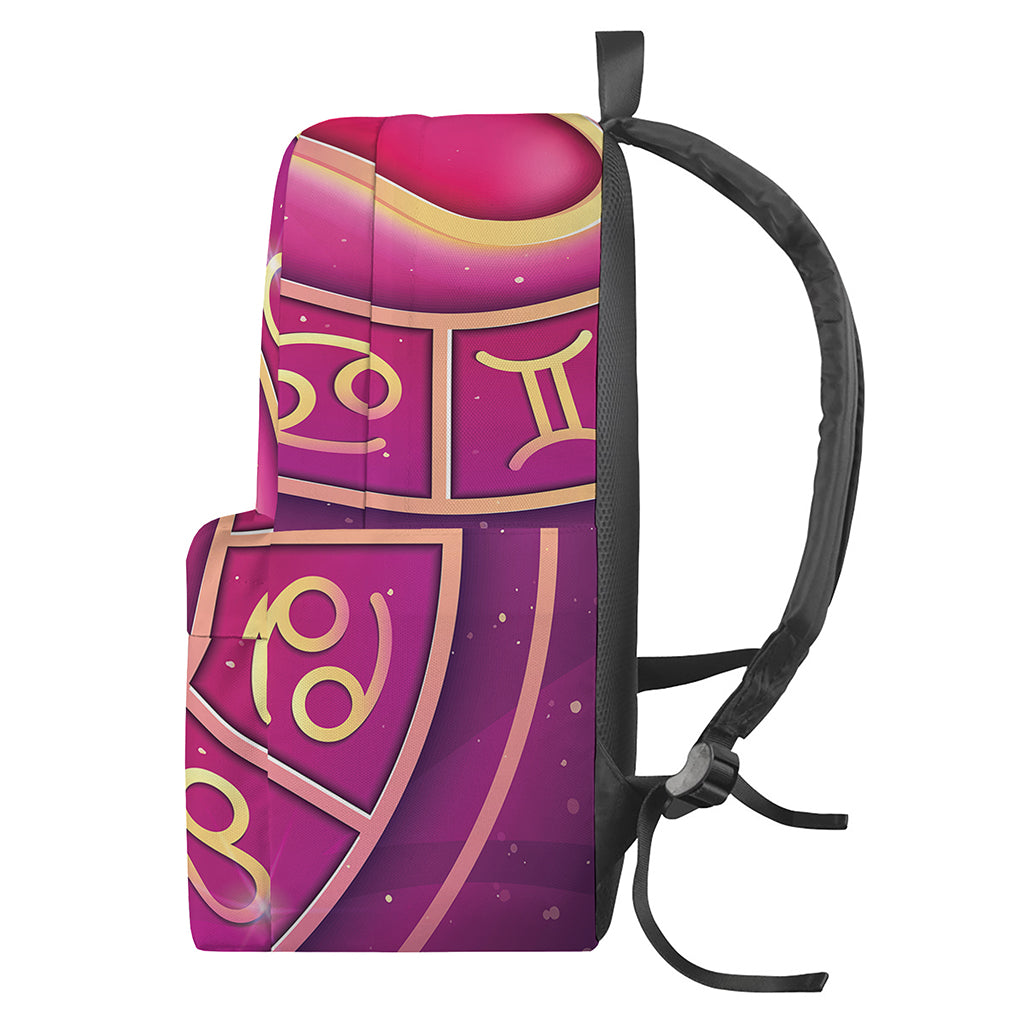 Pink Heart Zodiac Wheel Print Backpack