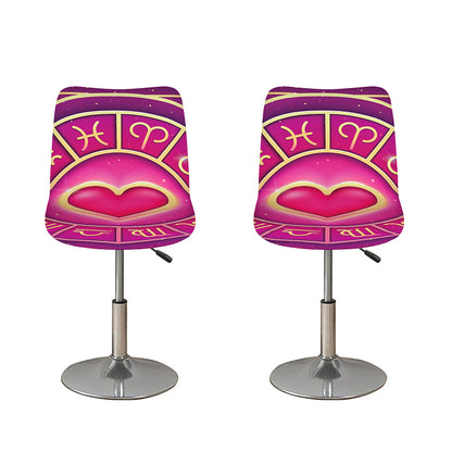 Pink Heart Zodiac Wheel Print Bar Stool Covers