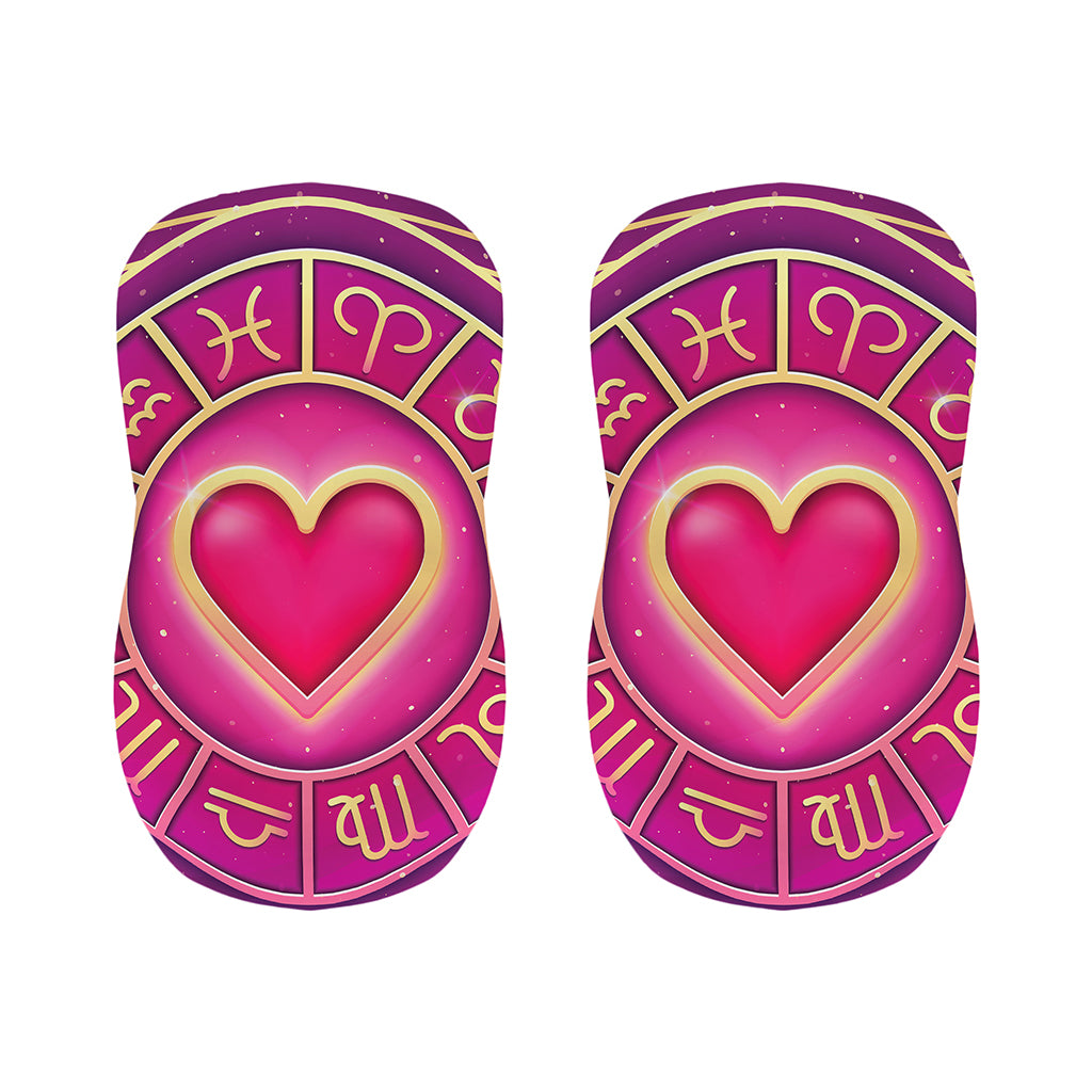 Pink Heart Zodiac Wheel Print Bar Stool Covers
