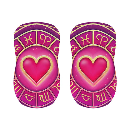 Pink Heart Zodiac Wheel Print Bar Stool Covers