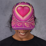 Pink Heart Zodiac Wheel Print Baseball Cap