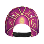 Pink Heart Zodiac Wheel Print Baseball Cap