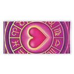 Pink Heart Zodiac Wheel Print Beach Towel