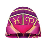 Pink Heart Zodiac Wheel Print Beanie
