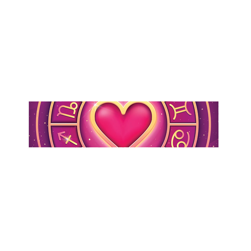 Pink Heart Zodiac Wheel Print Bed Runner