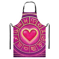 Pink Heart Zodiac Wheel Print Bib Apron With Pocket
