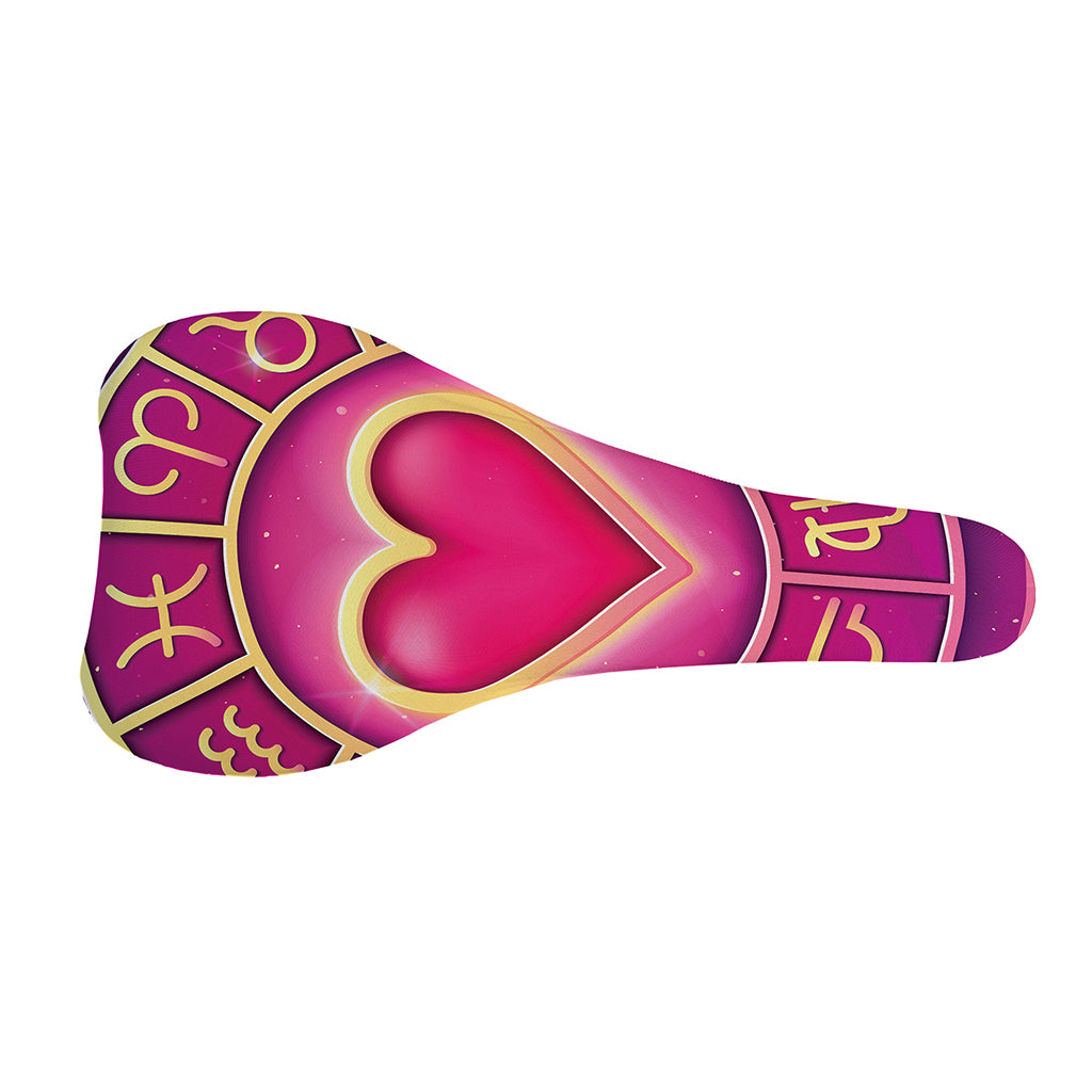Pink Heart Zodiac Wheel Print Bicycle Seat Cover