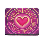 Pink Heart Zodiac Wheel Print Bifold Wallet