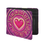 Pink Heart Zodiac Wheel Print Bifold Wallet