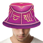 Pink Heart Zodiac Wheel Print Bucket Hat