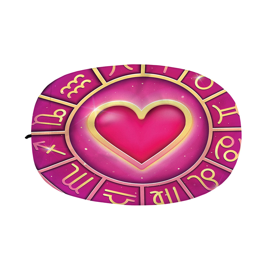 Pink Heart Zodiac Wheel Print Car Side Mirror Covers