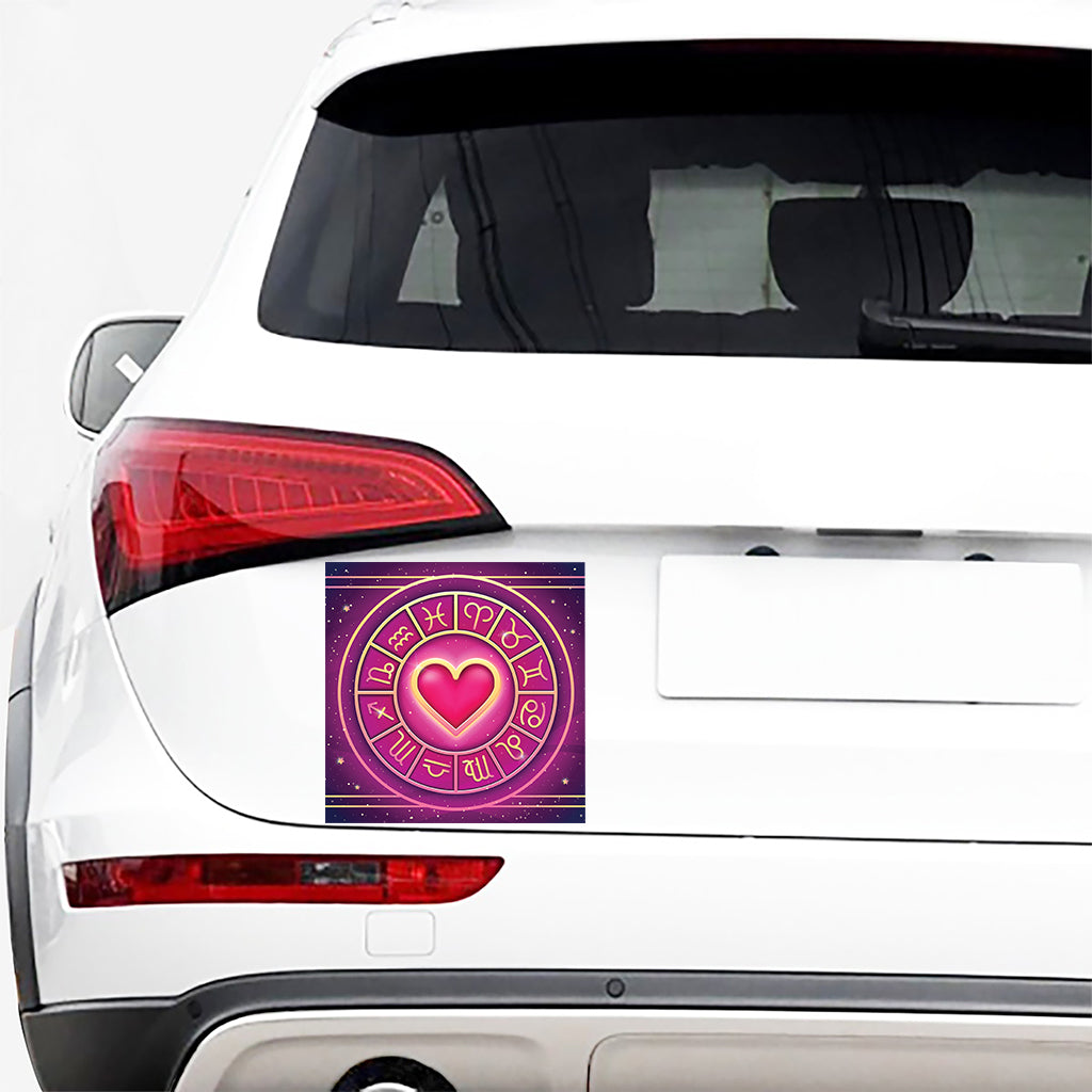 Pink Heart Zodiac Wheel Print Car Sticker