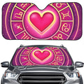Pink Heart Zodiac Wheel Print Car Windshield Sun Shade