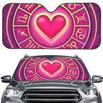 Pink Heart Zodiac Wheel Print Car Windshield Sun Shade