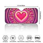 Pink Heart Zodiac Wheel Print Car Windshield Sun Shade