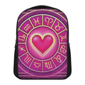 Pink Heart Zodiac Wheel Print Casual Backpack