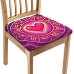 Pink Heart Zodiac Wheel Print Chair Cushion Cover