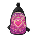 Pink Heart Zodiac Wheel Print Chest Bag