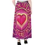Pink Heart Zodiac Wheel Print Chiffon Maxi Skirt
