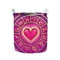 Pink Heart Zodiac Wheel Print Collapsible Laundry Basket