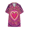 Pink Heart Zodiac Wheel Print Cotton Hawaiian Shirt