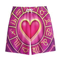 Pink Heart Zodiac Wheel Print Cotton Shorts