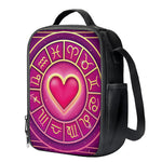 Pink Heart Zodiac Wheel Print Crossbody Lunch Bag