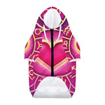 Pink Heart Zodiac Wheel Print Dog Zip Up Hoodie