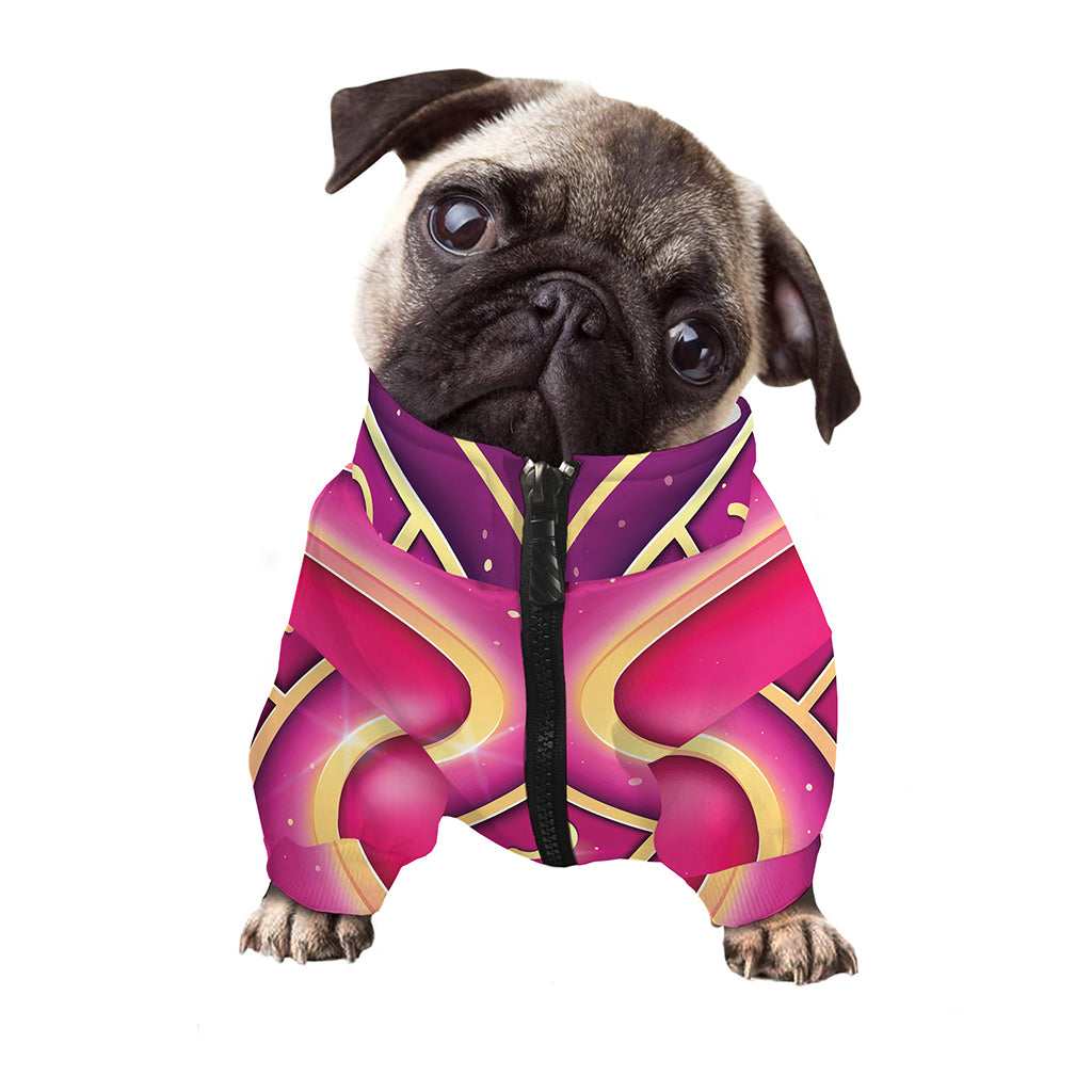 Pink Heart Zodiac Wheel Print Dog Zip Up Jacket