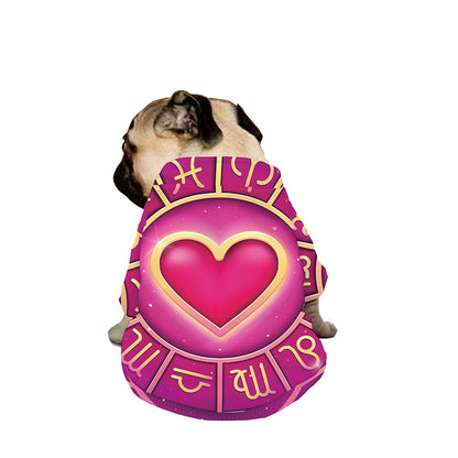 Pink Heart Zodiac Wheel Print Dog Zip Up Jacket