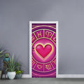 Pink Heart Zodiac Wheel Print Door Sticker