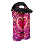 Pink Heart Zodiac Wheel Print Double Neoprene Wine Tote