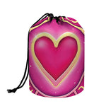 Pink Heart Zodiac Wheel Print Drawstring Makeup Bag