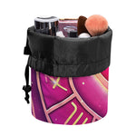 Pink Heart Zodiac Wheel Print Drawstring Makeup Bag