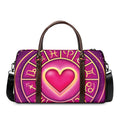 Pink Heart Zodiac Wheel Print Duffel Bag
