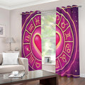 Pink Heart Zodiac Wheel Print Extra Wide Grommet Curtains
