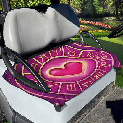 Pink Heart Zodiac Wheel Print Golf Cart Seat Cover
