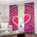 Pink Heart Zodiac Wheel Print Grommet Curtains