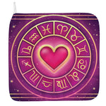 Pink Heart Zodiac Wheel Print Hand Towel