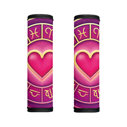 Pink Heart Zodiac Wheel Print Handle Covers