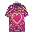 Pink Heart Zodiac Wheel Print Hawaiian Shirt