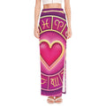 Pink Heart Zodiac Wheel Print High Slit Maxi Skirt