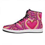 Pink Heart Zodiac Wheel Print High Top Leather Sneakers