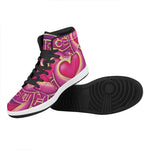 Pink Heart Zodiac Wheel Print High Top Leather Sneakers