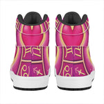 Pink Heart Zodiac Wheel Print High Top Leather Sneakers