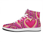 Pink Heart Zodiac Wheel Print High Top Leather Sneakers