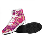 Pink Heart Zodiac Wheel Print High Top Leather Sneakers