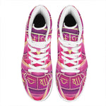 Pink Heart Zodiac Wheel Print High Top Leather Sneakers