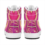 Pink Heart Zodiac Wheel Print High Top Leather Sneakers